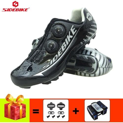 SIDEBIKE Carbon fiber cycling shoes men ultra-light mountain bike sneakers sapatilha ciclismo mtb breathable self-locking shoes
