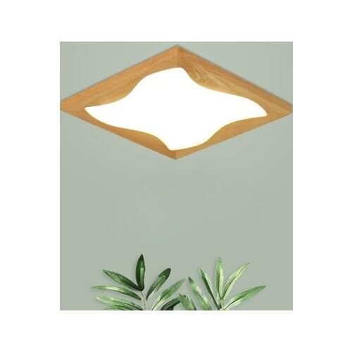 Modern Japanese Tatami Ultra-thin LED Square Acrylic Shade Solid Wood Warm Light 46CM Wooden Ceiling Lamp for Living Room