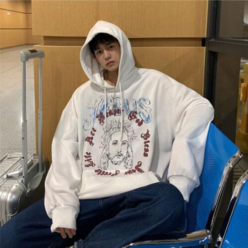 Harajuku Printed Sweatshirt Oversized Hoodie Mens Sweatshirts Spring New High Street Casual Loose Clothes Plus Size Punk