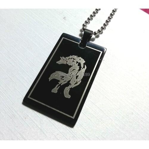 Black Wolf Totem Tags Stainless Steel Pendant Necklaces Bead chain for men women boys wholesale