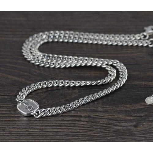 Vintage 925 Silver Necklace Men Gothic Fine Jewelry Luxury Necklaces Steampunk Horsewhip Chain Punk Chain Choker Jewellery
