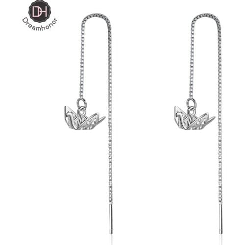Dreamhonor 925 Sterling Silver Drop Earrings 2021 Fashion Women Long Cranes Earrings Summer Jewelry Girls Party Gift