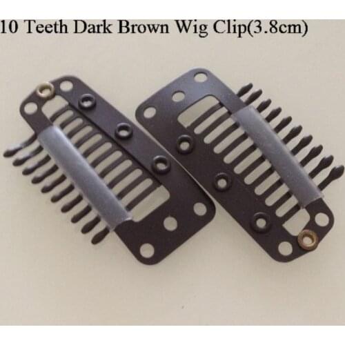10 Pieces Dark Brown Color Korea Imported High Quality Stainless Steel Wig Clip Straight Teeth 3.8cm Length