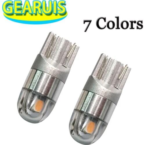 100 pcs W5W T10 2 SMD 3030 Rodada Lente 40MA 2md 168 194 Luzes Interiores LED marcador luz traseira Branco ambar vermelho azul G