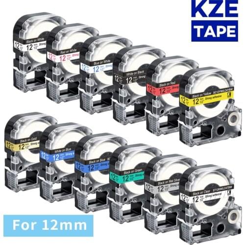 12mm 1pcs Multicolor SS12KW SC12YW SC12RW SD12K ST12KW Label Tapes for Epson Label Printer for KingJim label maker LW-300 LW400