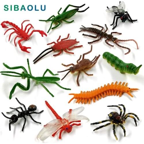 12pcs Insect Ant Cockroach Cricket Centipede Grasshopper Model Home Decor Miniature Fairy Garden Decoration Accessories Modern