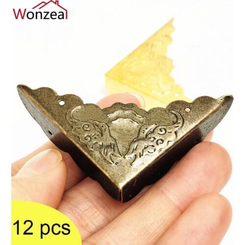 12X Decorative Antique Jewelry Wine Gift Box Wooden Case Chest Edge Cover Corner Protector Decorative Guard+Screws