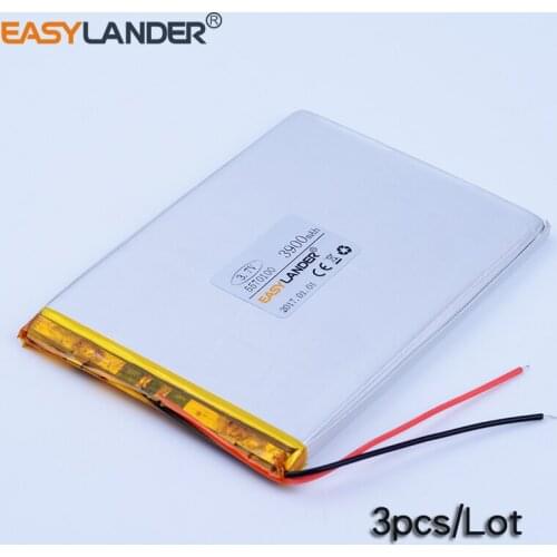 3pcs/Lot 3.7V 3900mAh Rechargeable li-Polymer Li-ion Battery For Bluetooth Notebook Tablet PC mobile power PDA DVD DIY 5570100