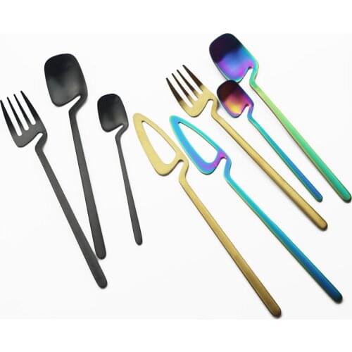 4Pcs Black Dinnerware Set 304 Stainless Steel Knife Fork Spoon Silverware Matte Cutlery Set Kitchen Flatware Tableware Set
