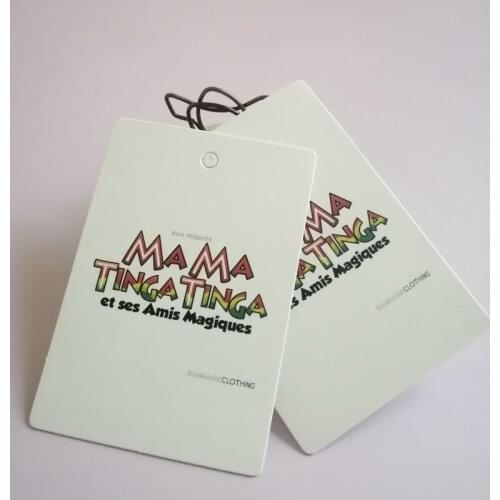400gsm coated paper swing tag label custom hang tag printing clothing tag white tag