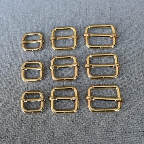 50 Pcs/Lot 15mm 20mm 25mm Golden Adjuster Buckle Environmental Slider For Sewing Belt Bags DIY Accessory High Quality Plated