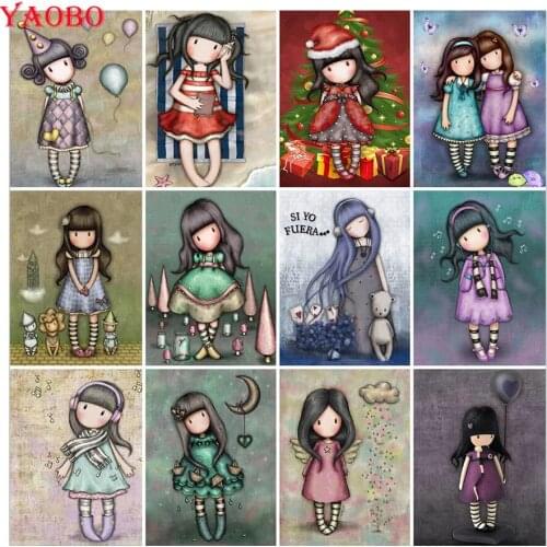 5D Diamond Embroidery Cartoon Little Girl Cross Stitch DIY Diamond Painting Full Square Diamond Mosaic rhinestones Home Decor