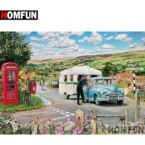 HOMFUN Full Square/Round Drill 5D DIY Diamond Painting "Car scenery" Embroidery Cross Stitch 5D Home A08293