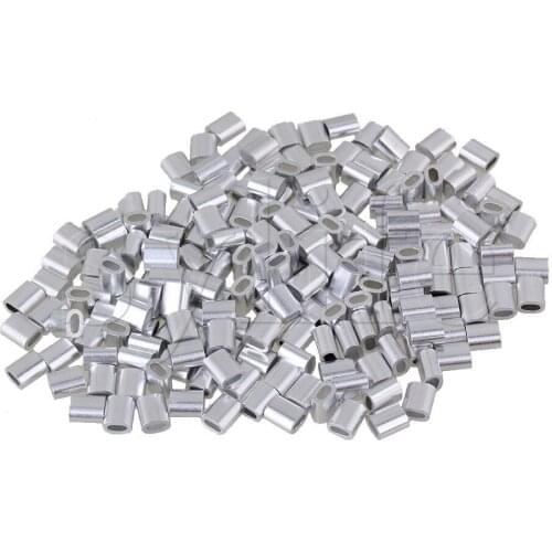 M2 Sliver Color Aluminum Clip Oval Wire Rope Ferrule Clamp Pack of 200