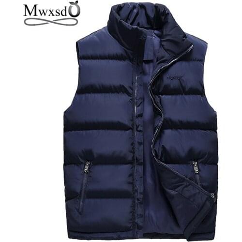 Mwxsd brand winter men warm fur cotton vest mens sleeveless jacket male Casual Slim fit Waistcoat men Coats big size 5xl 6xl
