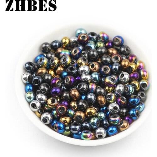 4x6MM 100pcs Earrings pendant Plating Color Round Austrian Crystal Spacer Loose Beads For DIY Jewelry Making Bracelet Findings