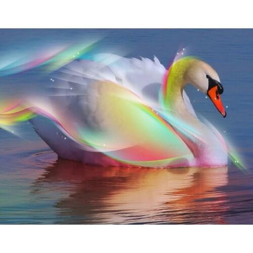 DIY Diamond Paintings Color Swan Cross Stitch Resin Needlework Home Decor Rhinestone Mosaic Diamond Embroidery Square/round