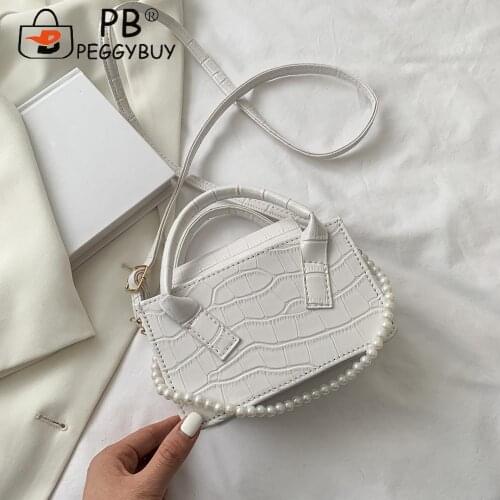 Women Stone Pattern PU Messenger Bags Vintage Pearl Pure Color Flap Shoulder Bag Luxury Hand Bag Female Travel 2021 Hot