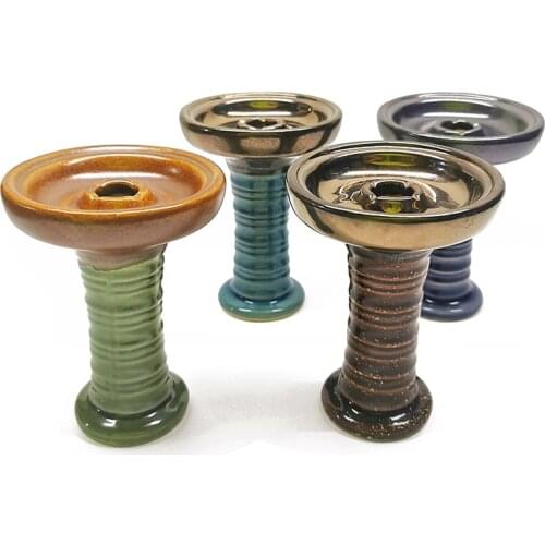 Clay Shisha Head Harmony Hookah Bowl One Hole Phunnel Nargila Cup Flavor Holder Tobacco Narguile Groove Top for Charcoal Burner