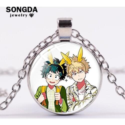 SONGDA Hot Anime My Hero Academia Necklace Midoriya Lzuku All Might Bakugo Katsuki Todoroki Shoto Figures Toy Necklaces Pendants
