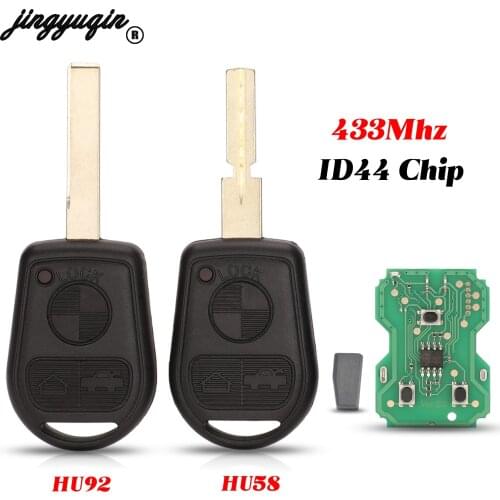 Jingyuqin 3 Buttons 433Mhz ID44 Chip Smart Remote Car Key Fob For BMW Z3 E31 E32 E34 E36 E38 E39 E46 Z3i Uncut HU92/HU58 Blade