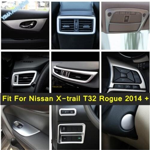 Lapetus Matte Interior Refit For Nissan X-trail T32 Rogue 2014 - 2020 Window Lift Button / Roof Reading Lamps Cover Kit Trim ABS