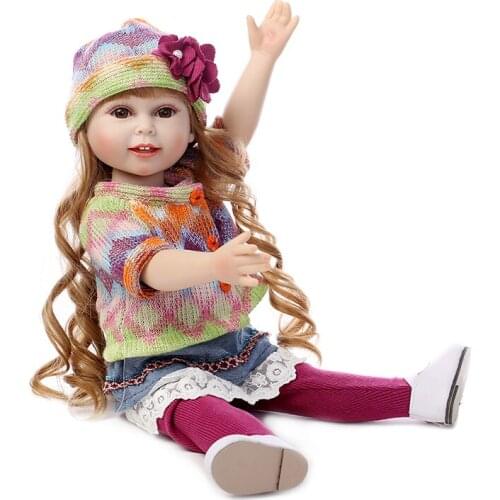 NPK 18 Inch Reborn Girl Doll Handmade Soft Plastic Reborn Baby Toys Girl Dolls with Lovely skirt for Kids Gifts