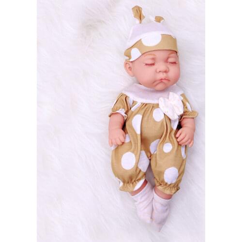Sleeping Reborn Baby Doll Vinyl Kit Bebe 35cm Kids with Lifelike Eyelashes Fashion Bow-tie Clothes Dolls for Reborn Girls Gifts