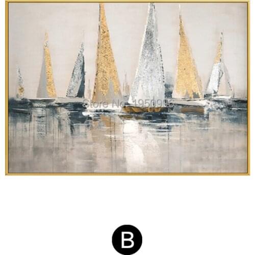 Boat City Building 100% Handpainted Chinese Style Best SELL Wall Art Abstract Oil Painting Picture On Canvas For Home Decoration