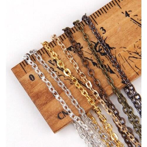 5m/lot Gold/Antique Red Copper Color 1x4x6mm Metal Necklace Chains Findings Iron Link Chain For Jewelry Accessories