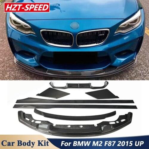 MT Style Carbon Fiber Material Front Bumper Lip Rear Diffuser Spoiler Side Skirts For BMW M2 F87 Car Tuning 2015 Up