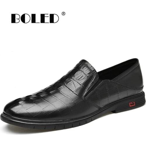 Natural Leather Shoes Men Soft Bussiness Flats Shoes Loafers Moccasins Slip On Anti-slip Rubber Classic Driving Shoes