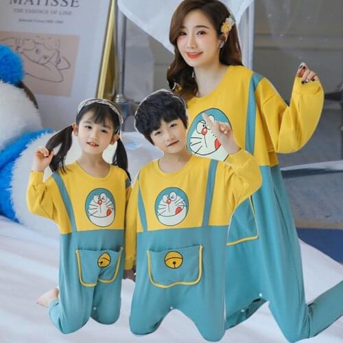 Autumn Cotton One-piece Pajamas Family Matching Pajamas Long Sleeve Cartoon Cow Blanket Sleepers Mommy and Me Clothing Homewear
