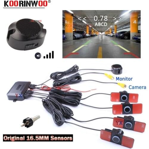 Koorinwoo Double CPU Original Flat Parktronic 13mm Car Parking Sensor 4 Alert Beeper blind Safe Car Accessories For Radio Camera