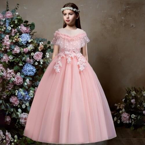 2021 Teen Formal Bride Costume Princess Dress Flower Prom Kid Dresses For Girls Children Ball Gown Evening Party Wedding Dresses