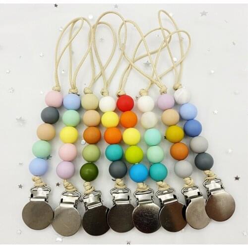 Simple Baby Silicone Pacifier Clip Nipple Accessories Soother Holder Chain Infant Teething Toys Kids Gift DIY Pendent