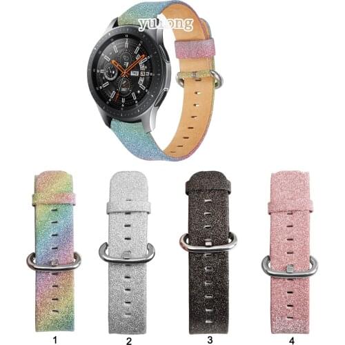 Shiny Bling Glitter Leather Watch Band Strap for Samsung Galaxy Watch3 45mm Watch 46mm Gear S3 Smart Watch 22mm Wrist band