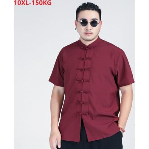 Summer men Chinese style shirt short sleeve large size tang suit 8XL 9XL 10XL vintage personality shirt button 58 60 62 64 68 70