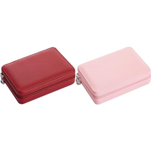 2x Jewelry Box Organizer Display Storage Leather Large Big Mirror Multi-Function Necklace Earring Ring Box Red & Pink