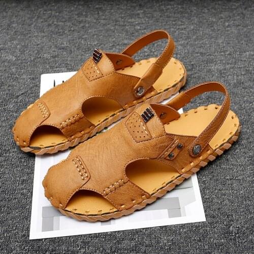Summer Genuine Leather First Layer Cowhide Slides Breathable Rome Designer Beach Brand Sandals Comfortable Soft Training Shoes