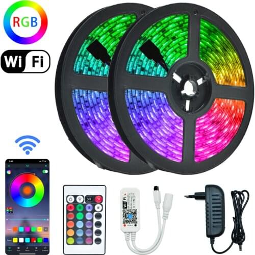 LED Strips Lights WIFI Tira de Luces Led RGB 5050 SMD 2835 Waterproof Flexible Lamp Tape DC 12V 5M 10M 15M 20M Infrared Control
