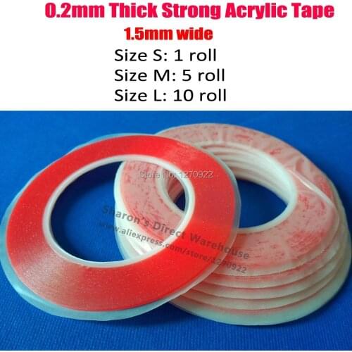 0.2mm Thick), Slim 1.5mm Wide *25M Strong Acrylic Glue Sticky Double Sided Tape for Phone Battery Lens LCD Display Touch Bezel