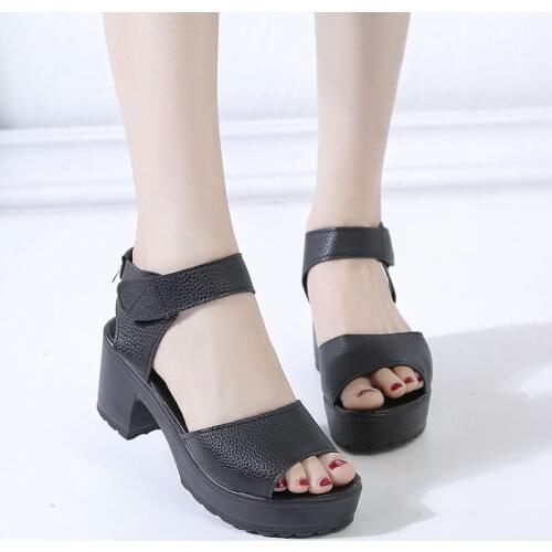Shoes woman 2021 summer woman sandal high-heeled shoes thick heel open toe platform sandals platform white