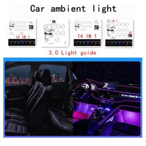 Universal RGB Ambient LED 8M Car Interior Decor 3.0 Fiber Optical Strip Light by App Control 12V Decorative Atmosphere Lamps