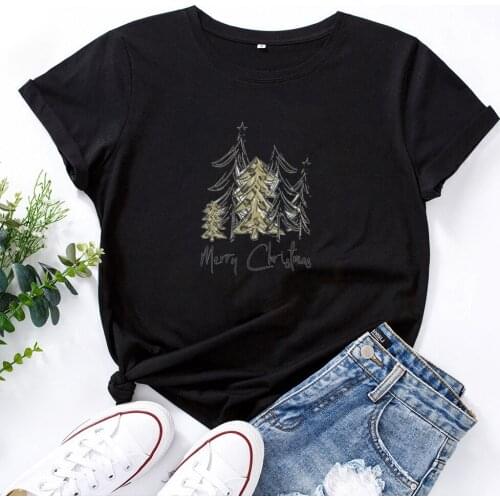 Merry Christmas Shirt Funny TShirt Women Top Fashion Summer Short Sleeve O-neck Cotton Tshirt Women Loose Casual Tee Shirt Femme