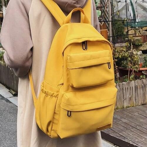 FUNMARDI Waterproof Nylon Women Backpack 2021 Solid Color Casual Backpack For Teenagers Girls Large Capacity Ladies School Bag
