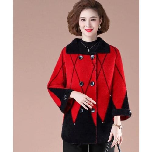 Women Autumn Winter Mothers Clothes 2020 New Fashion Mink Fleece Jacket Womens Cashmere Sweater Coat Tops Plus Size 4XLA535