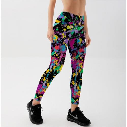 Qickitout Leggings Womens Sexy New Leggings Colourful oil paint spraying 3D Print Women High waist Pants Trousers Drop Shipping