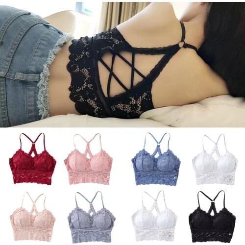 Women Ladies Lace Wrap Chest Underwear Cross Beautiful Back Tube Top Vest Bra Underwear Lingerie Padded Push Up Bralette