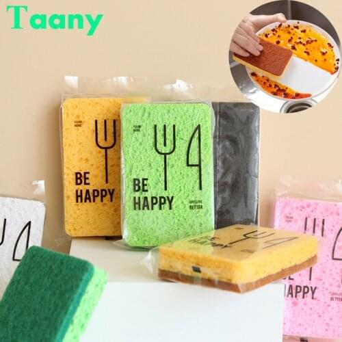 1PC Double-Sided Cleaning Sponge Dishwashing Cleaning Brush Sponge Scouring Pad Clean Rub Kitchen Sponge Household Cleaning Tool